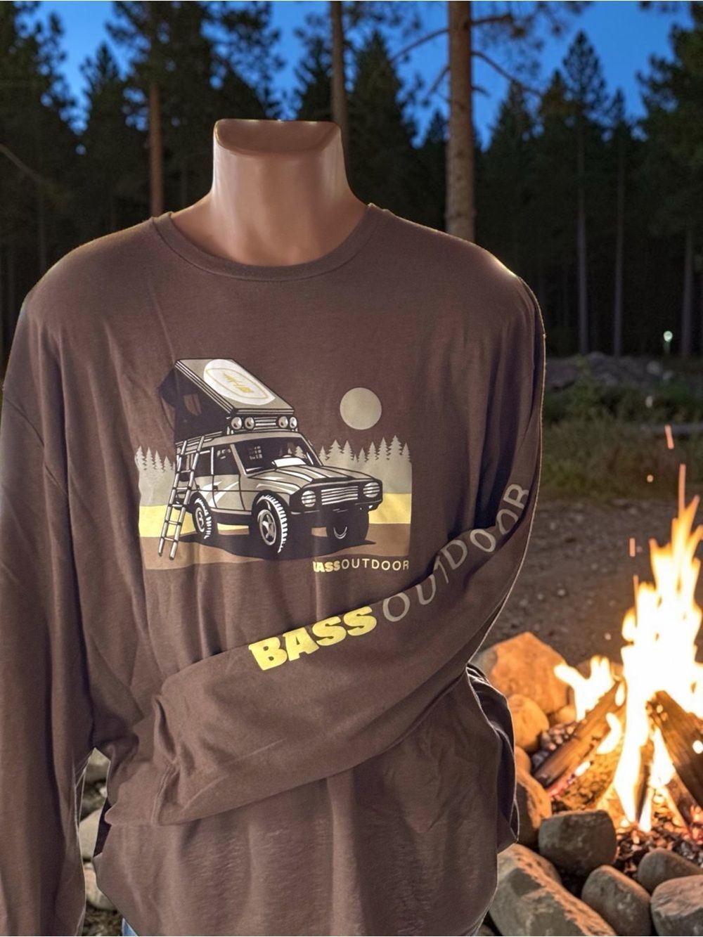 Bass Outdoor l Men's Brown Graphic Long-Sleeve Shirt l l 2X l EUC
